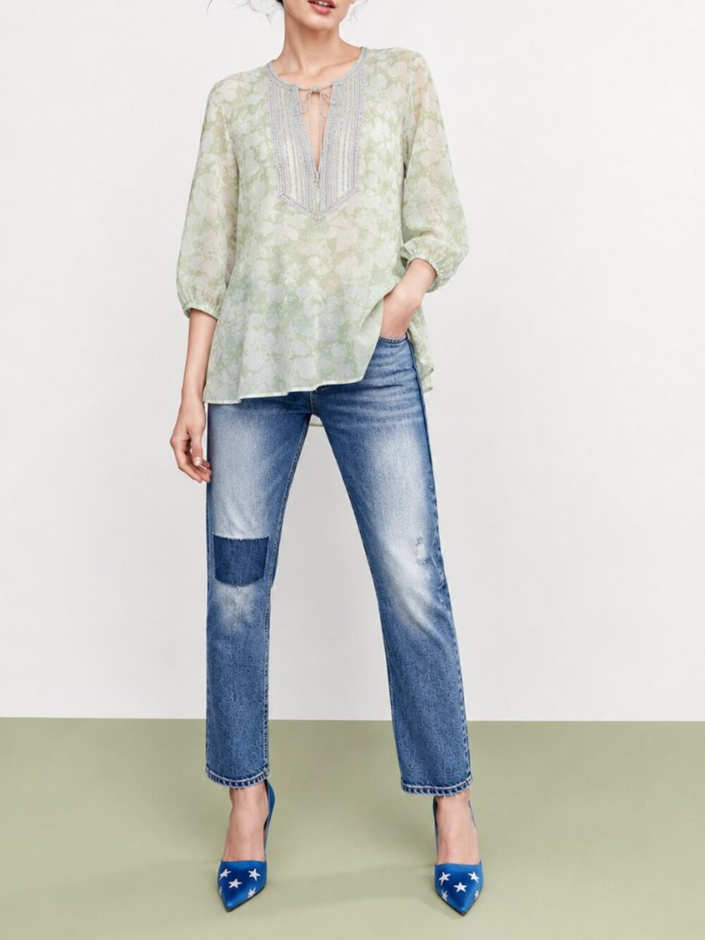 Printed Silk Chiffon Blouse (7029)